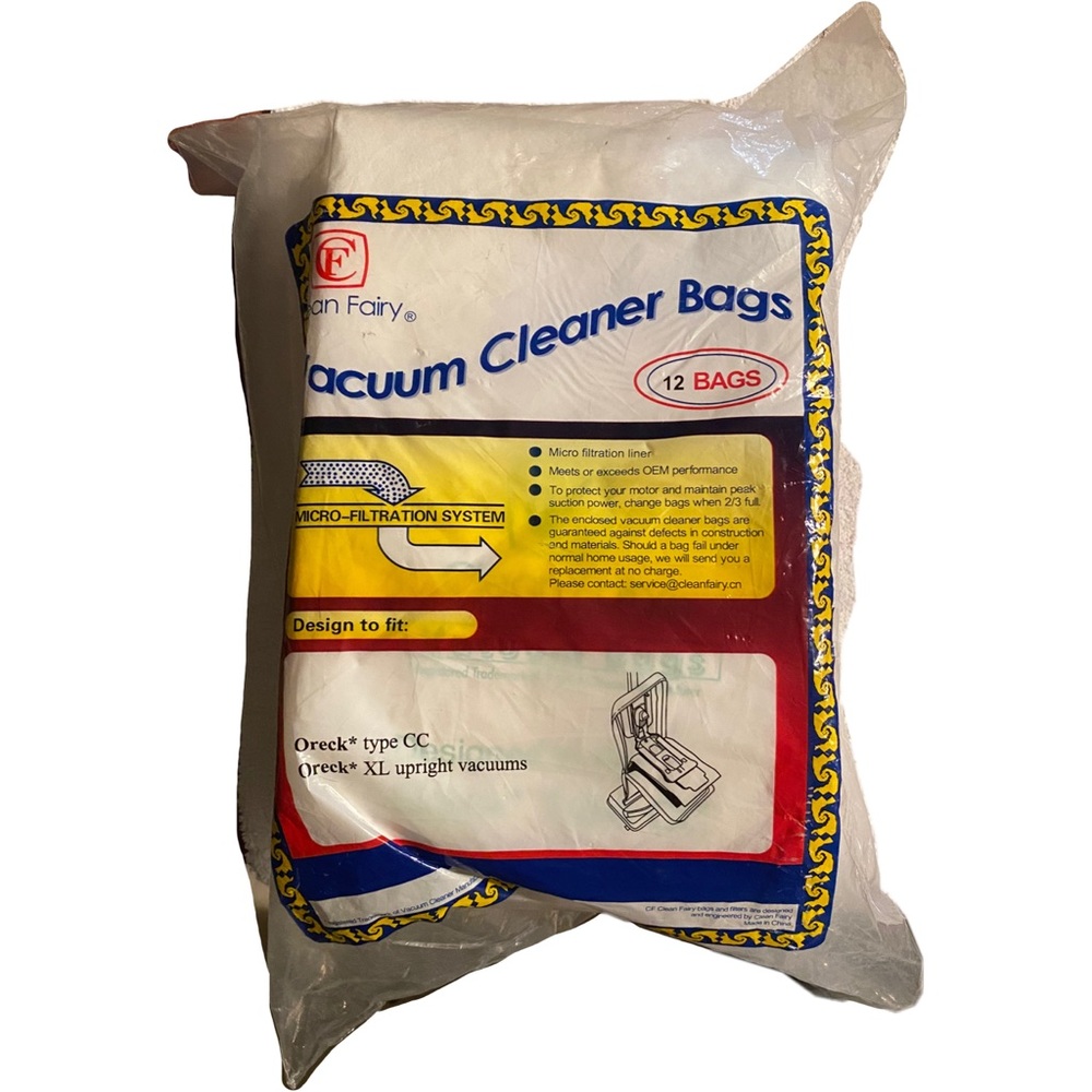 Clean Fairy Vacuum Bags 12 Pack for Oreck Upright Vacuums Type CC